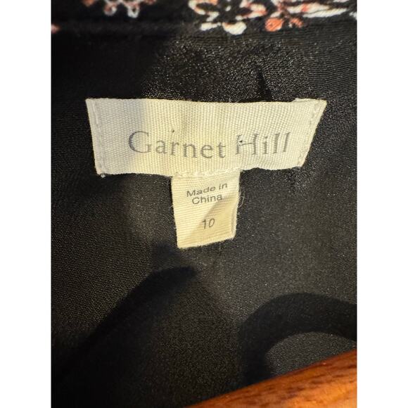 Garnet Hill Summer Day Black Floral Drop-Waist Pockets Mini Dress Size 10 - Picture 6 of 8